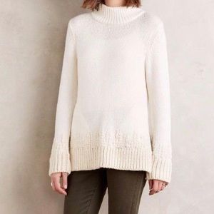 Anthropologie Embroidered Mockneck Pullover